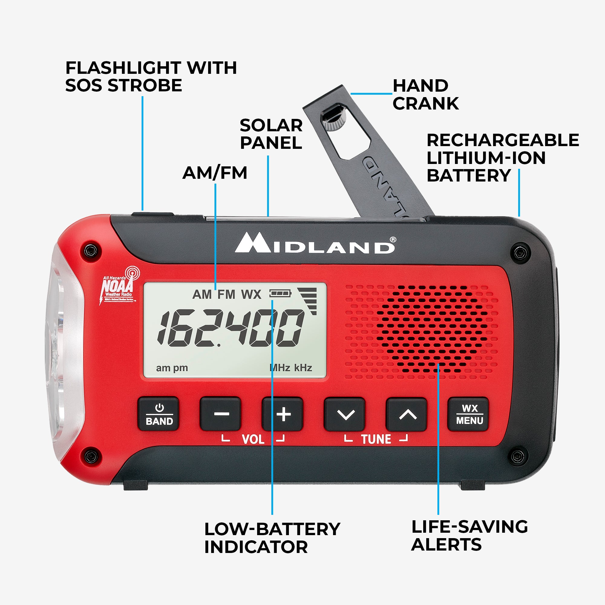 ER50 Portable Emergency Weather Alert Crank Radio - ER50 - Image 8