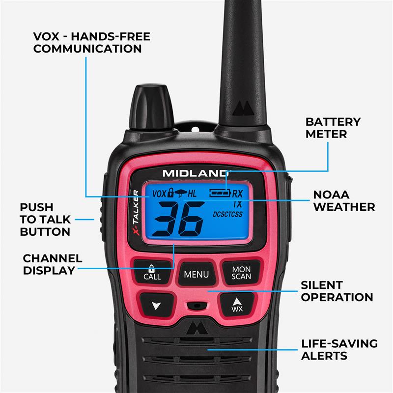 T71 X-Talker FRS Walkie Talkie 2-Pack Pink - T71PNK - Image 2