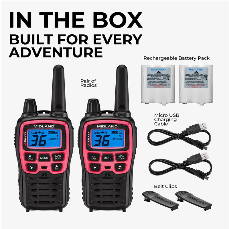 T71 X-Talker FRS Walkie Talkie 2-Pack Pink - T71PNK - Image 3